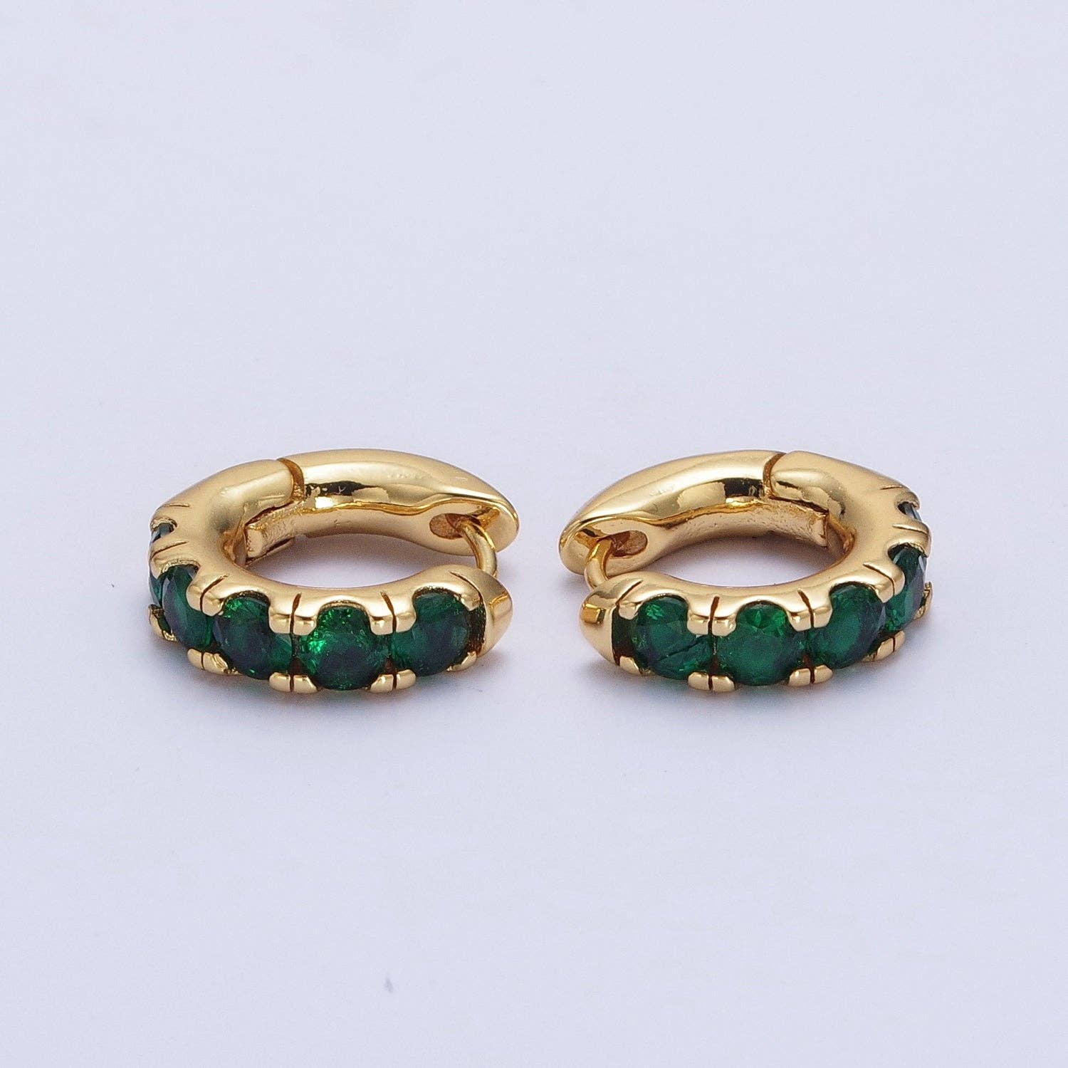 Emerald Elegance - 24K Gold Filled Emerald Green Micro Pave CZ Earrings