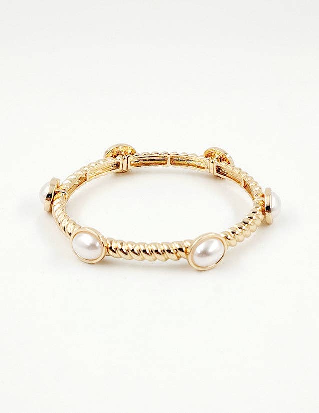 Radiant Pearl & Gold Stretch Bracelet