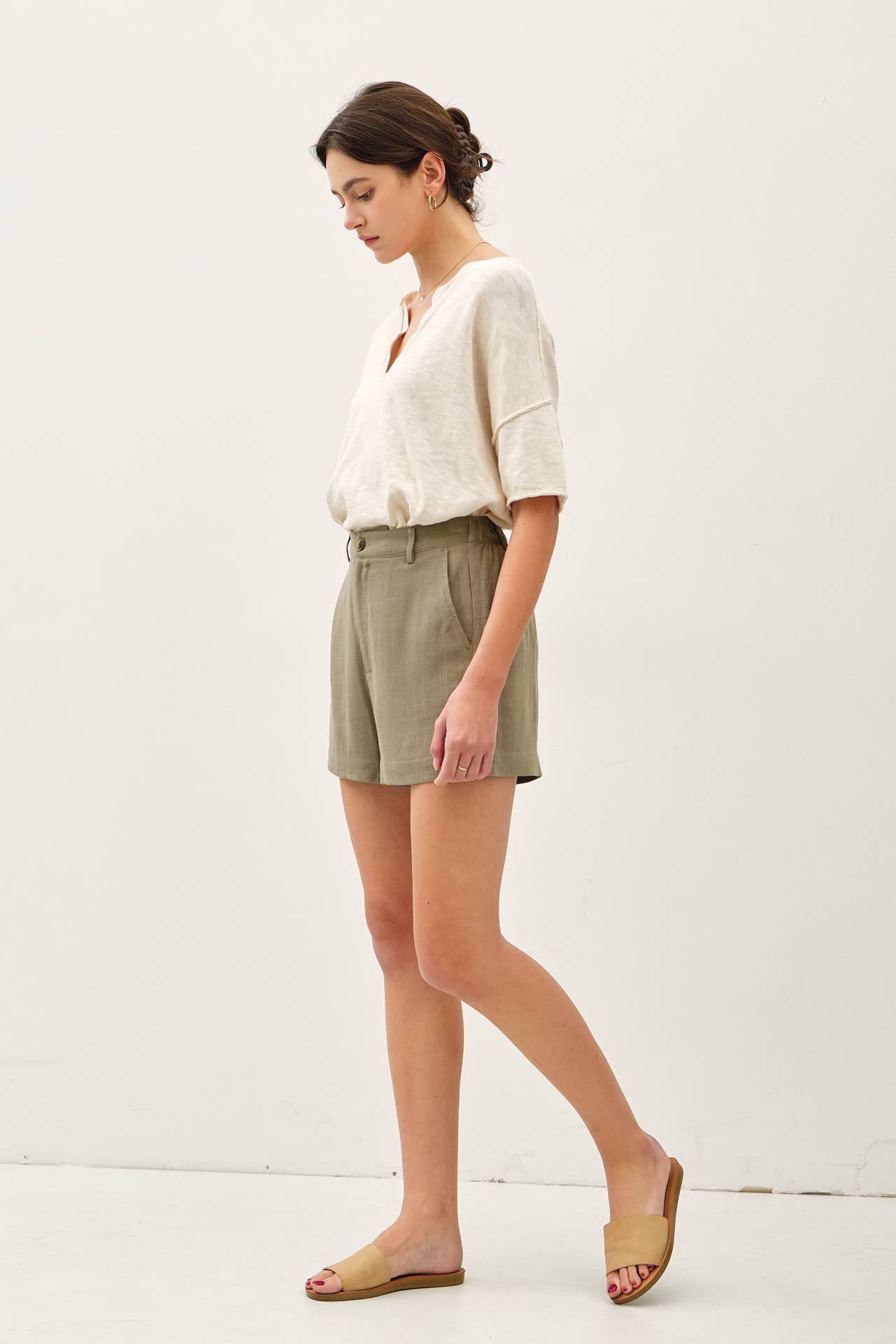 Spruce Linen Button Shorts
