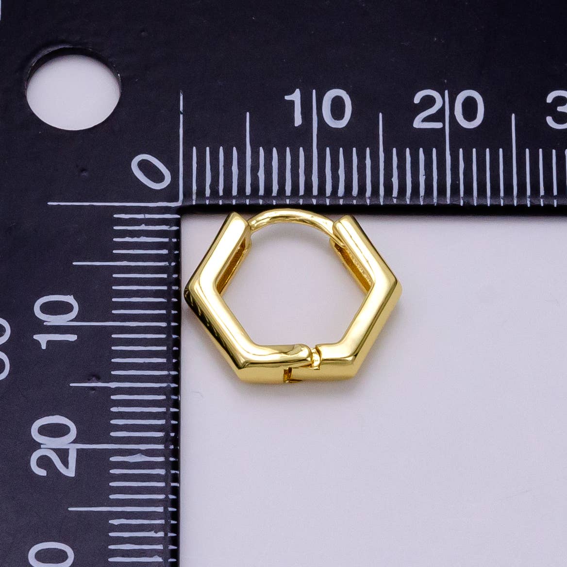 Golden Hexa Huggie Hoops