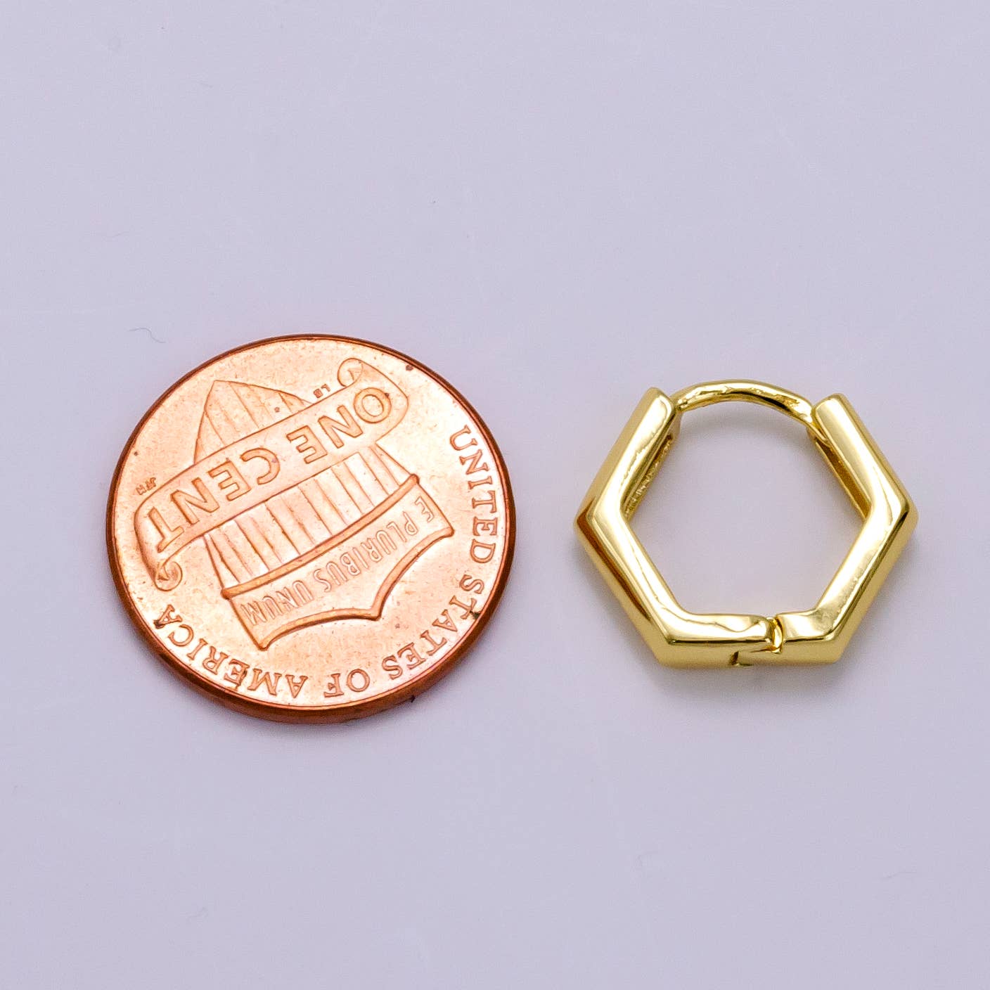 Golden Hexa Huggie Hoops
