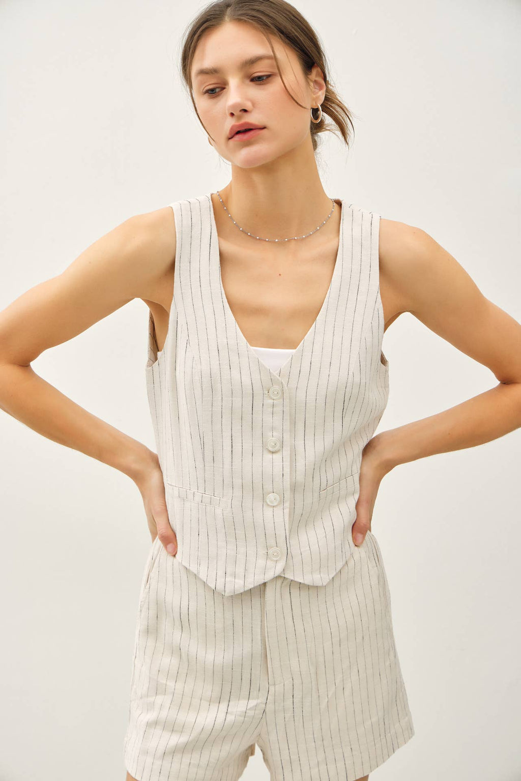Coastal Stripe Linen Vest