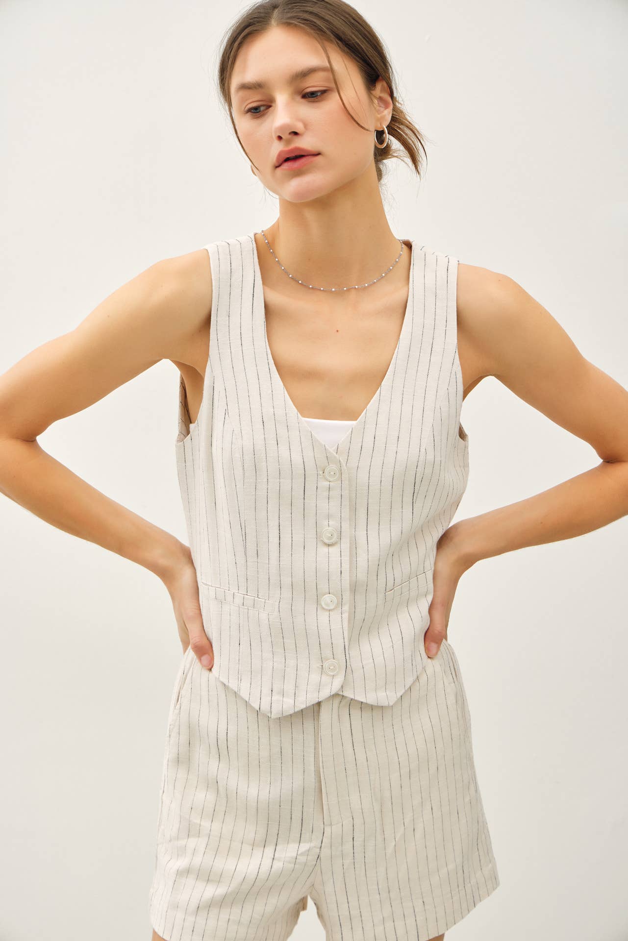 Coastal Stripe Linen Vest