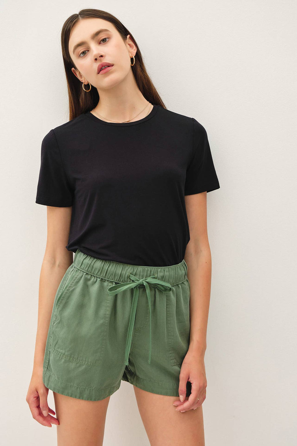 Pine High-Rise Drawstring Tencel Shorts