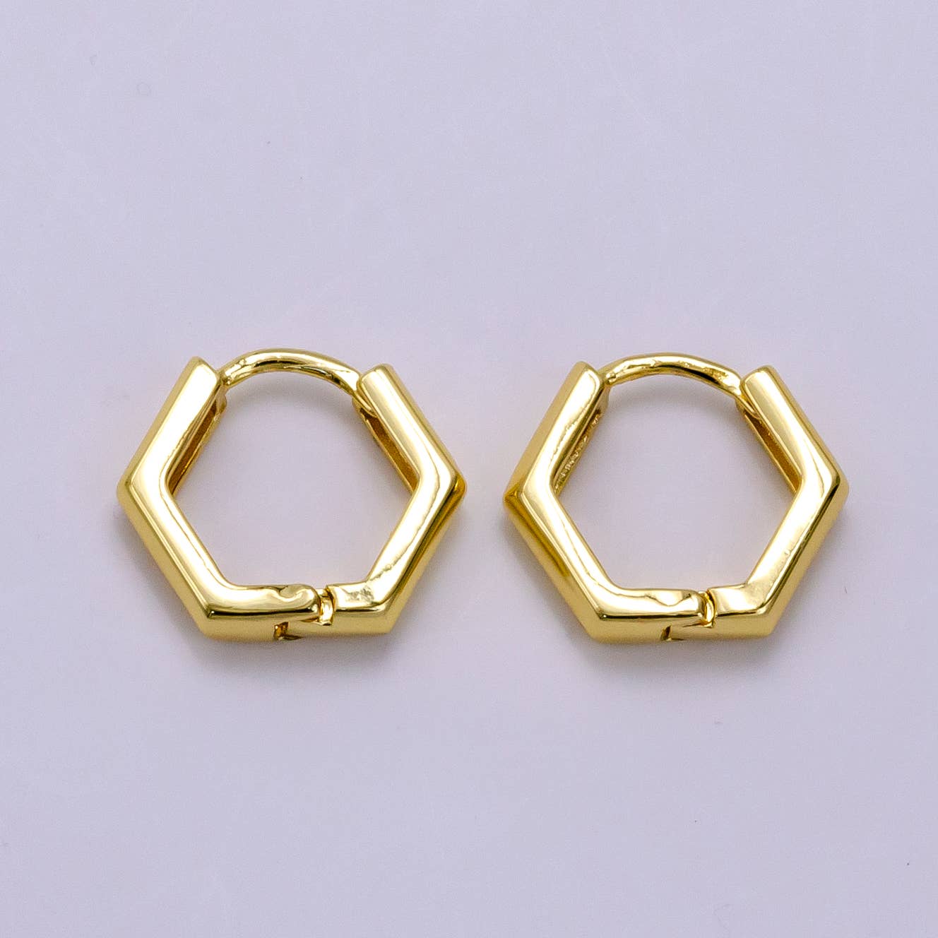 Golden Hexa Huggie Hoops
