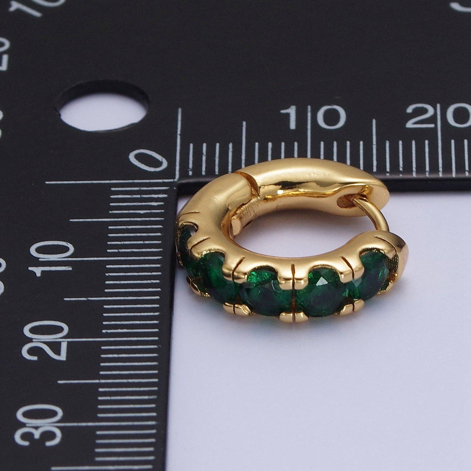 Emerald Elegance - 24K Gold Filled Emerald Green Micro Pave CZ Earrings