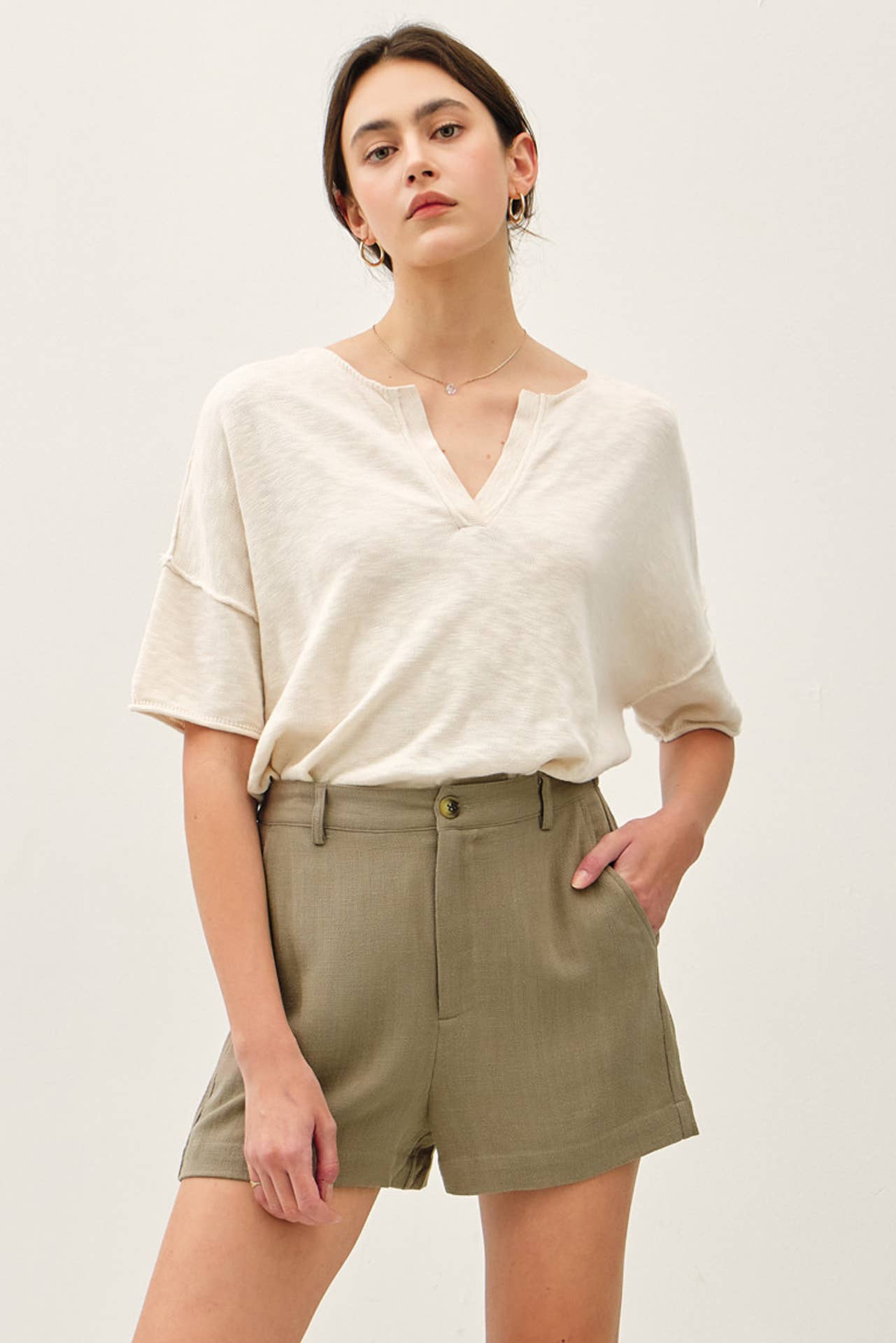 Spruce Linen Button Shorts