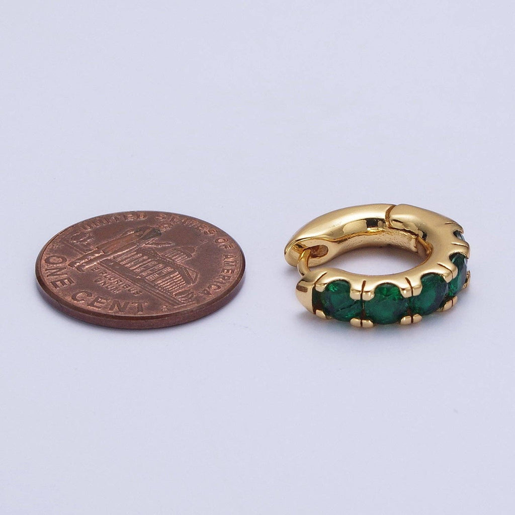 Emerald Elegance - 24K Gold Filled Emerald Green Micro Pave CZ Earrings