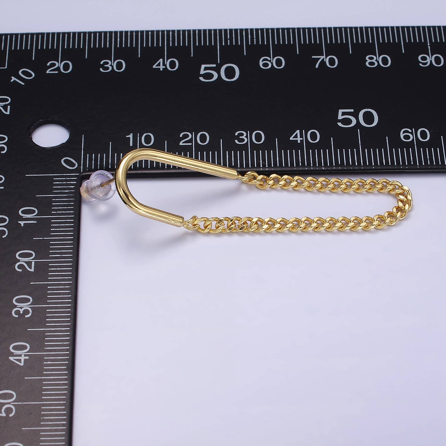Modern Edge - 14K Gold Filled U Curb Chain Drop Stud Earrings