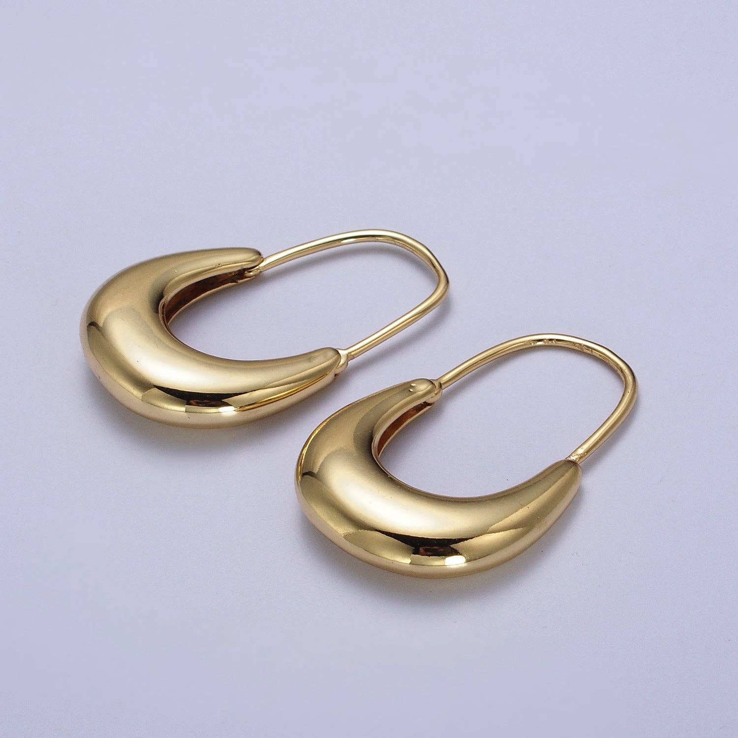 Crescent Glow - Gold Filled U Hoop Chubby Hook Earrings