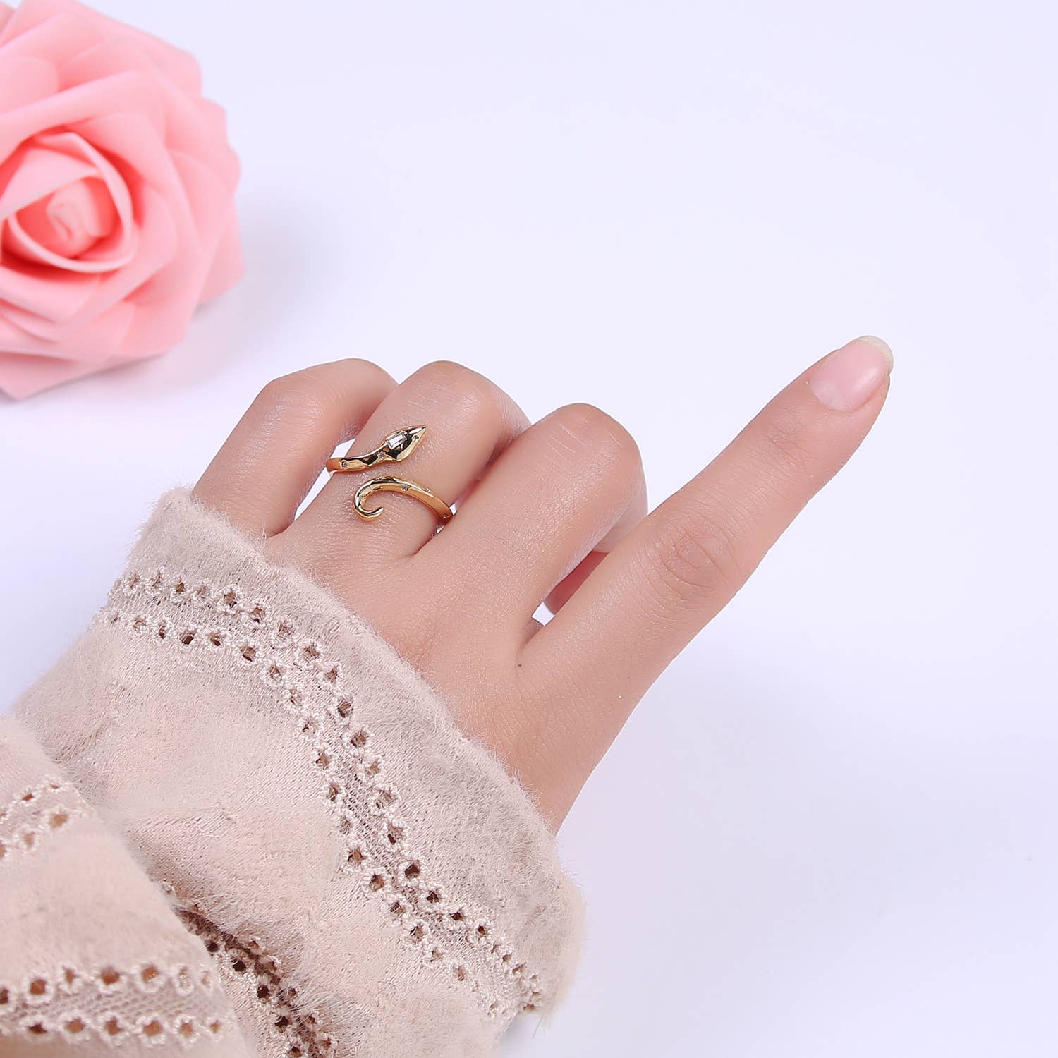 Golden Serpent Whisper Ring