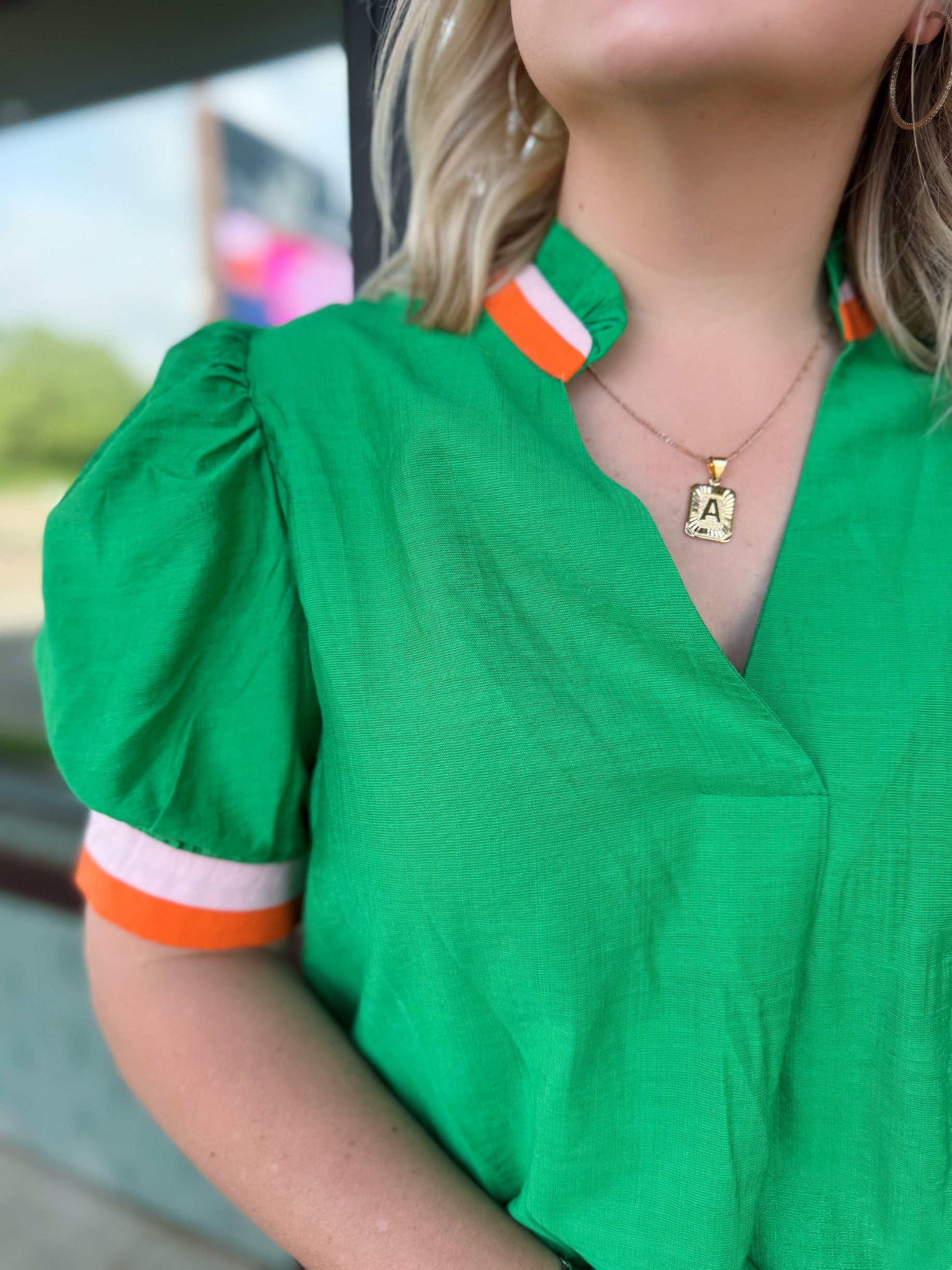 Vivid Charm V-Neck Blouse