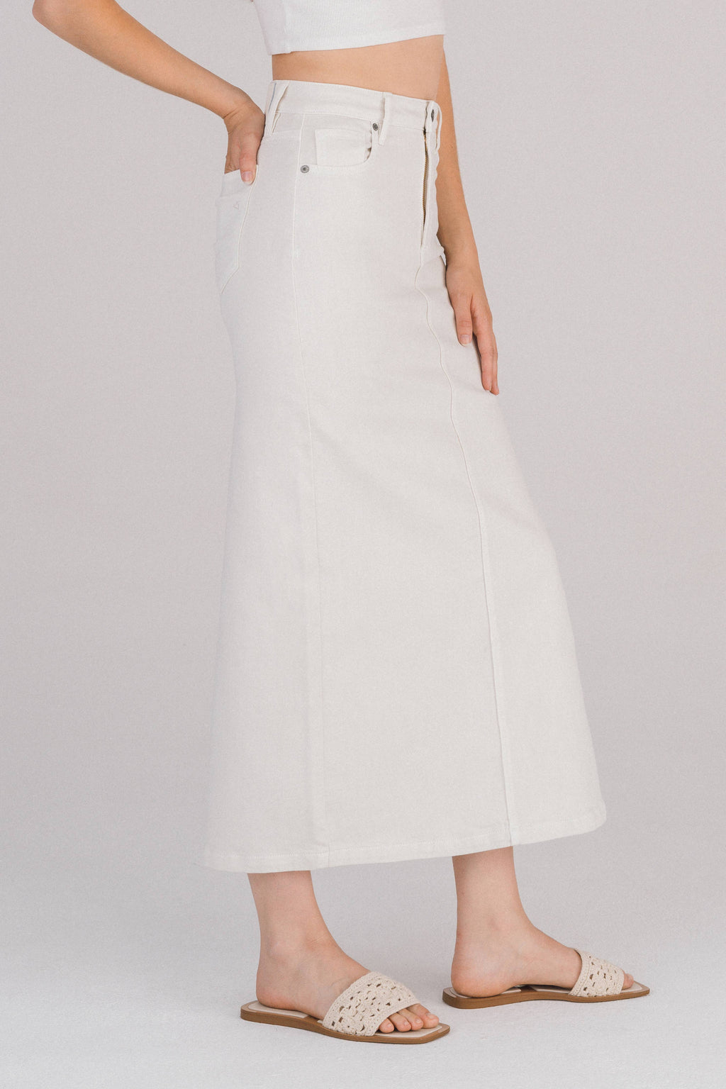 Coastal Breeze Side Slit Midi Skirt