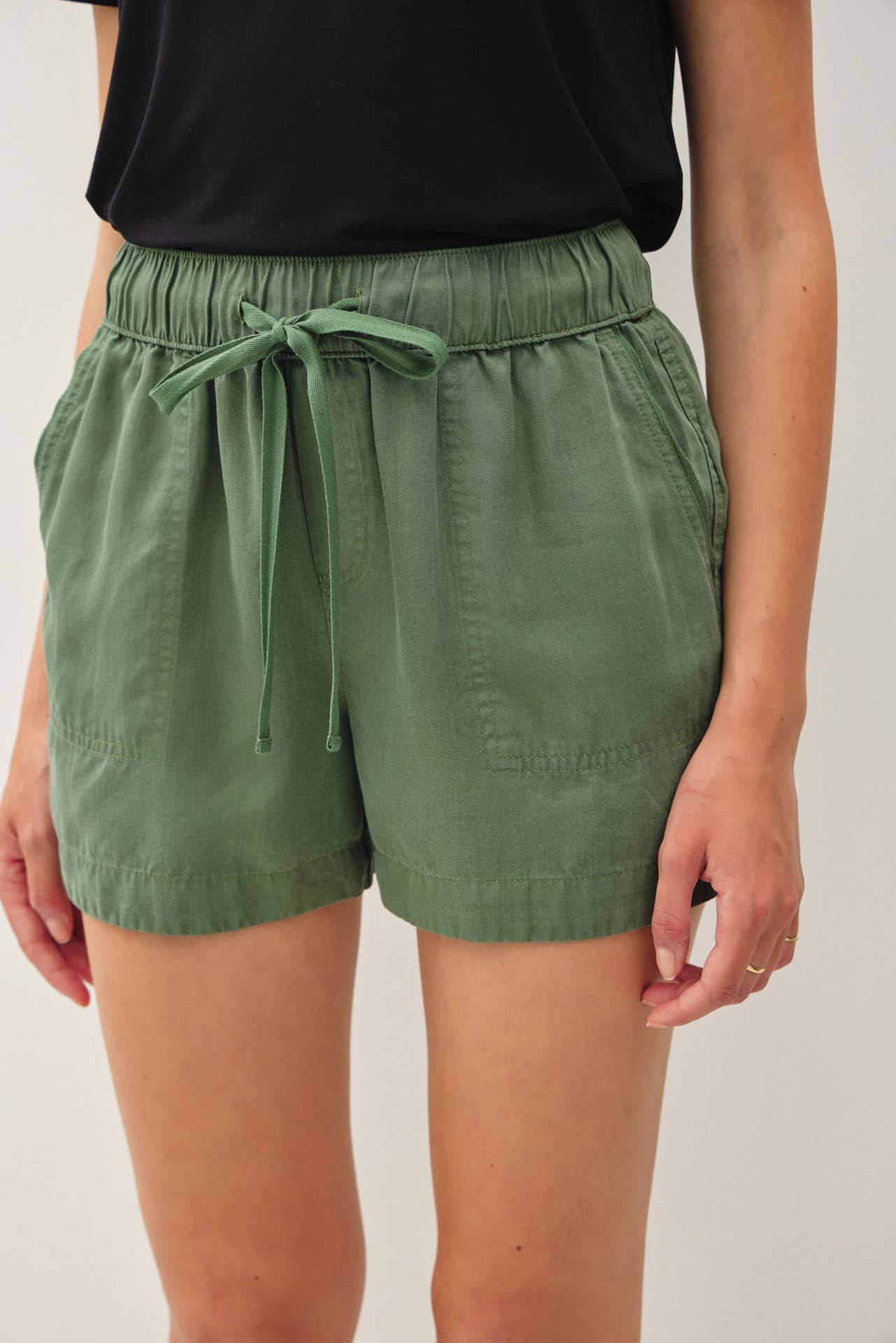 Pine High-Rise Drawstring Tencel Shorts