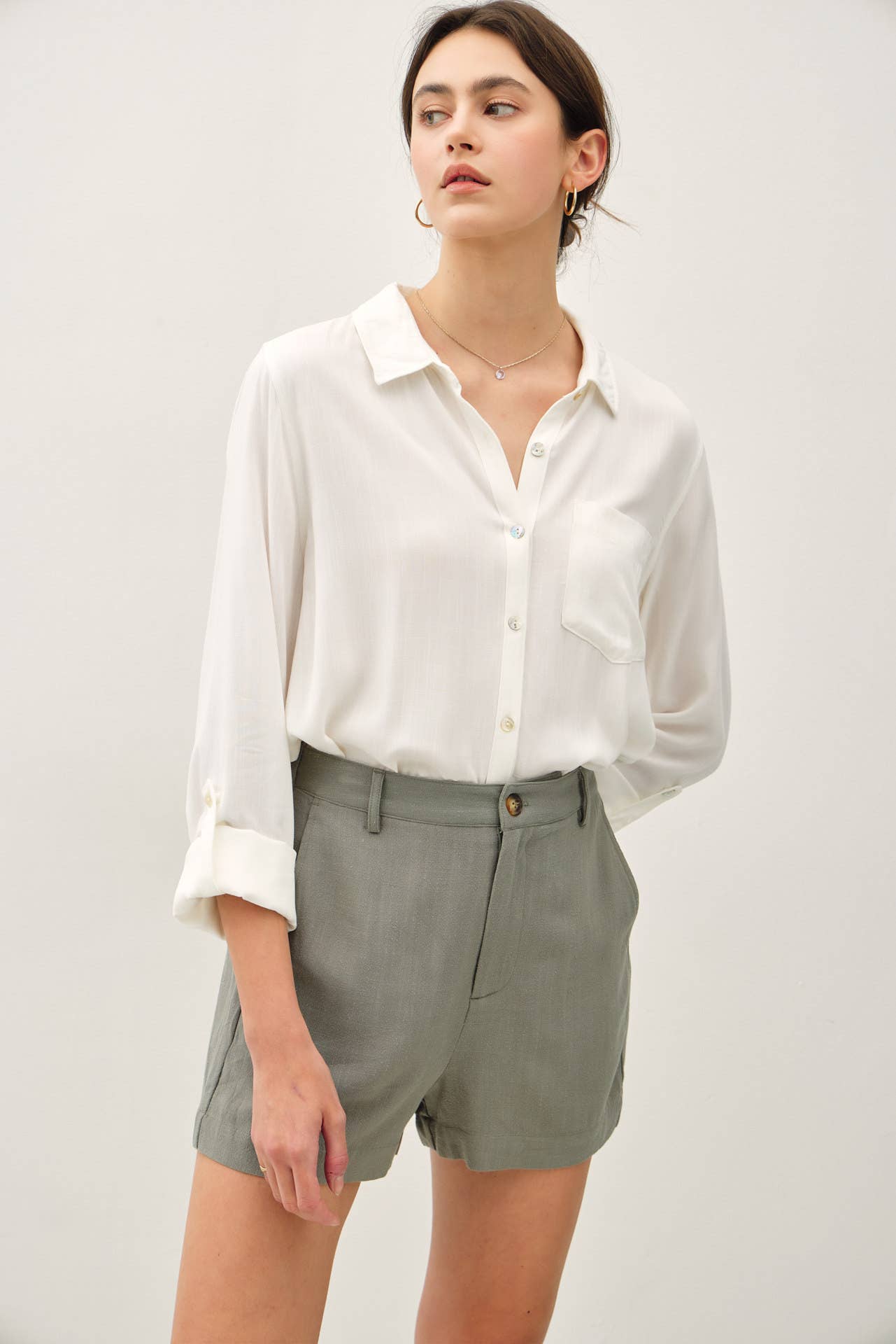 Spruce Linen Button Shorts