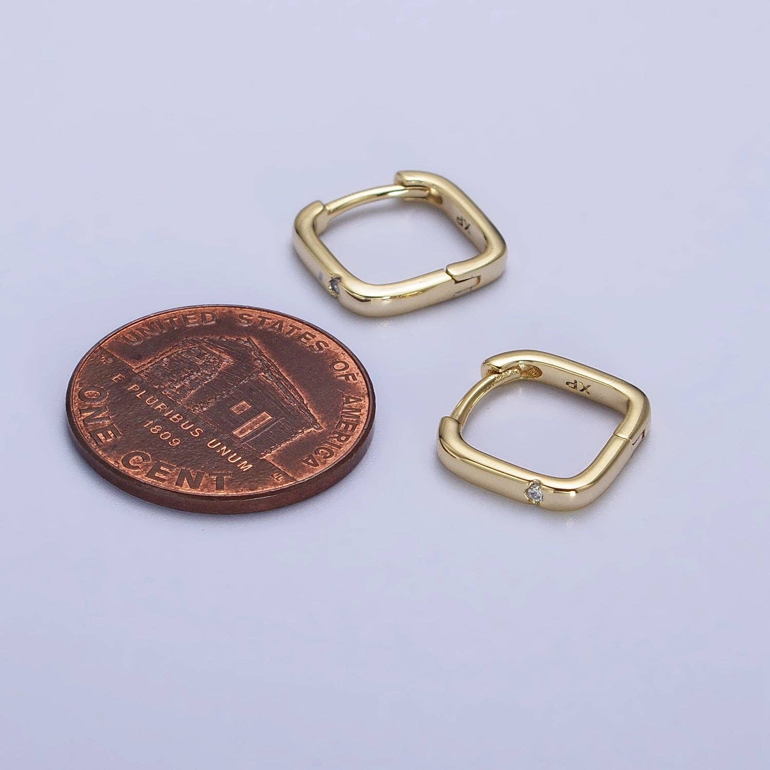 Gleaming Square - 14K Gold Filled CZ Hoop Earrings