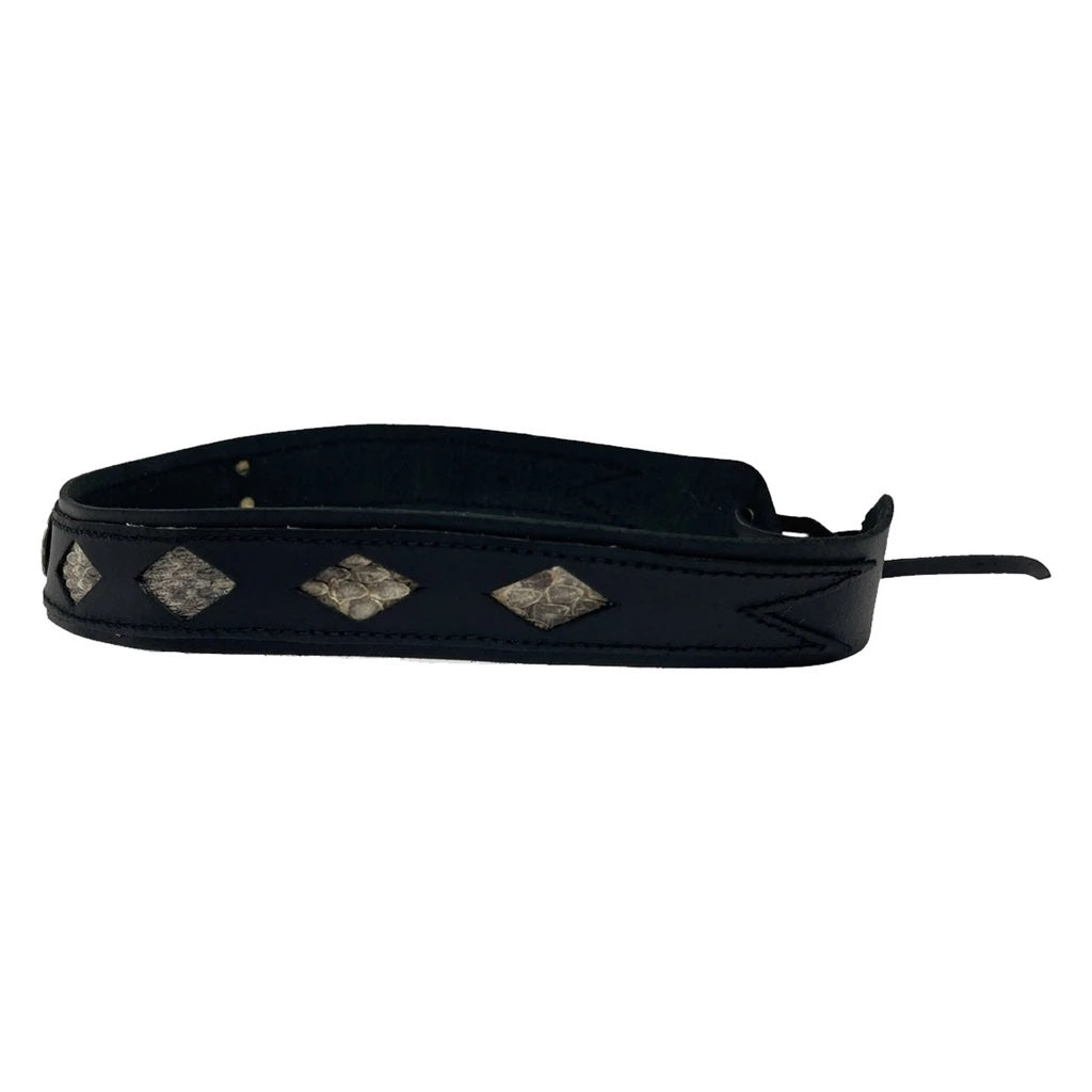 Diamond Inlay Black Leather Hat Band