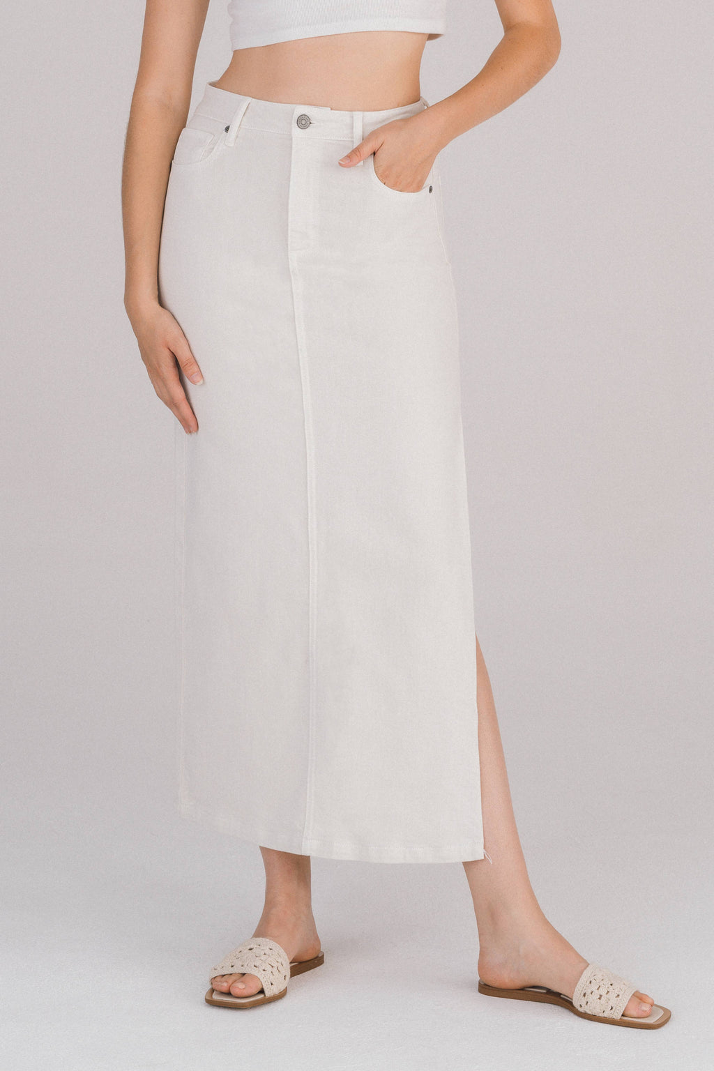 Coastal Breeze Side Slit Midi Skirt