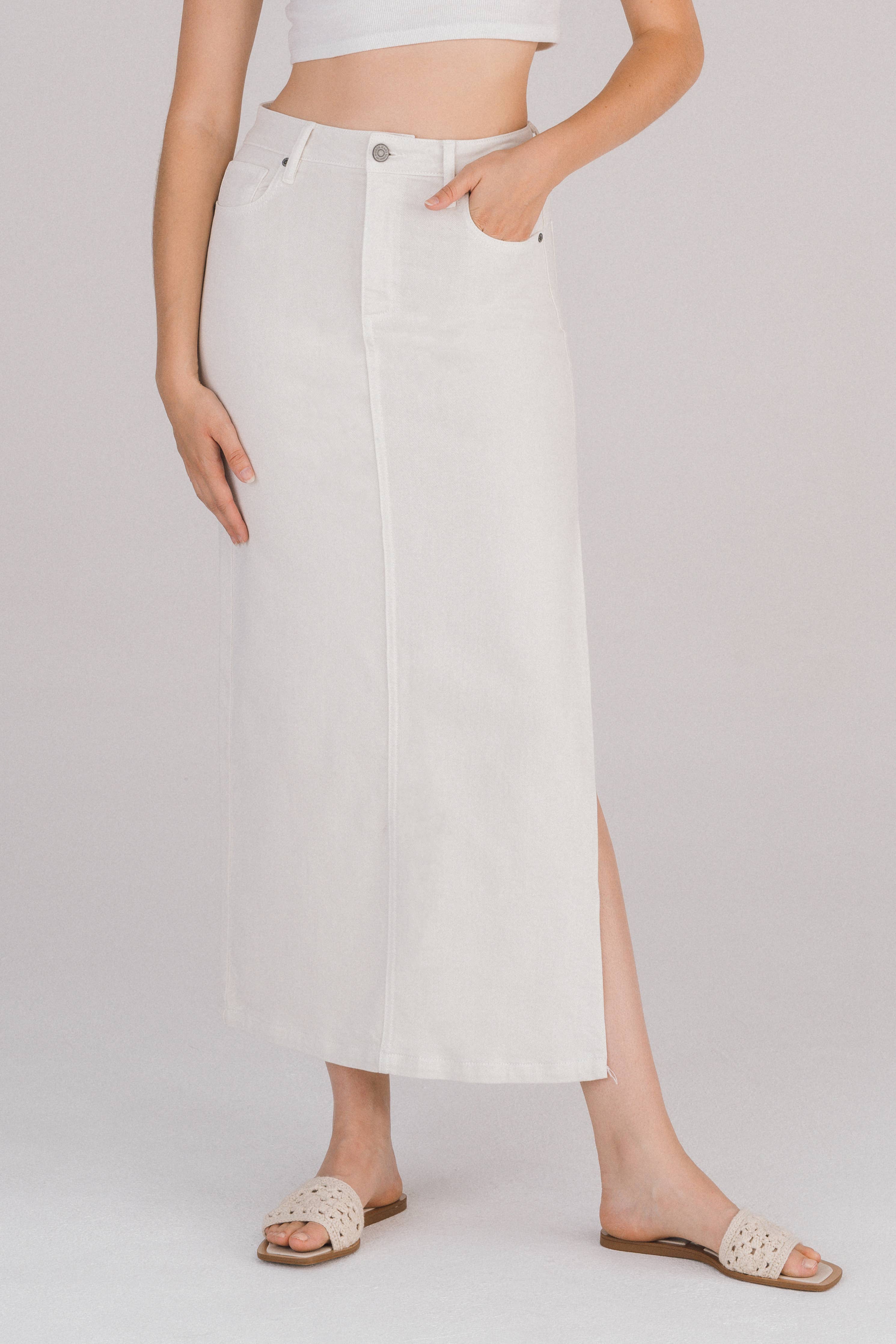Coastal Breeze Side Slit Midi Skirt