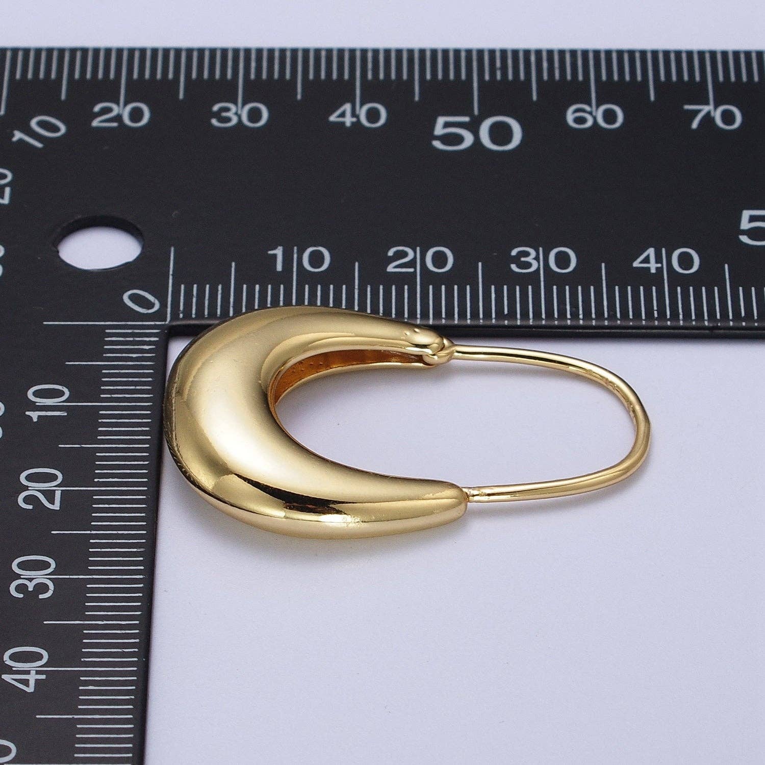 Crescent Glow - Gold Filled U Hoop Chubby Hook Earrings