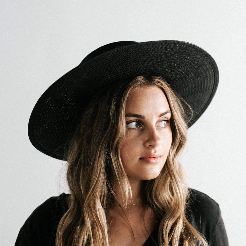GIGI PIP | Bre Straw Pork Pie Black Straw Hat