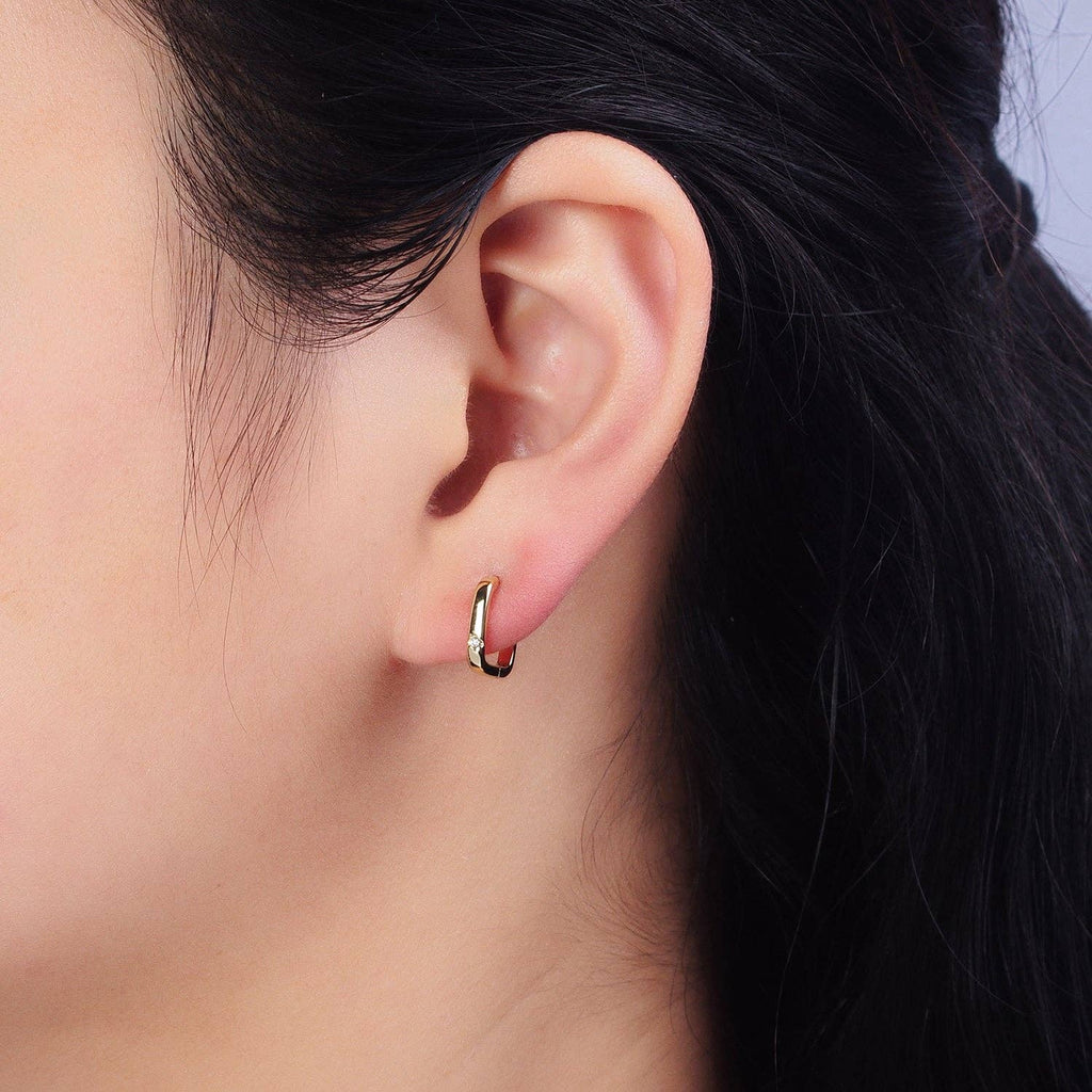 Gleaming Square - 14K Gold Filled CZ Hoop Earrings