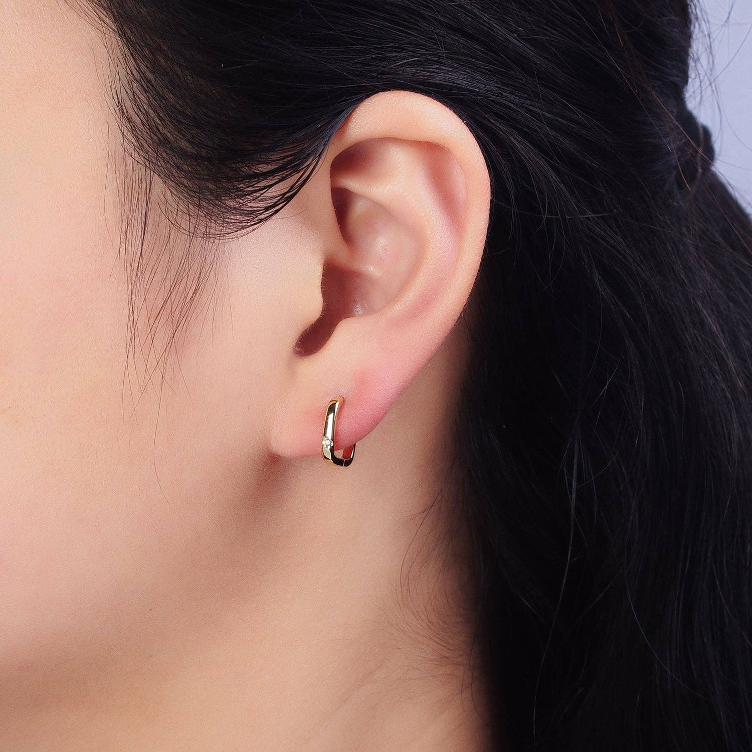 Gleaming Square - 14K Gold Filled CZ Hoop Earrings